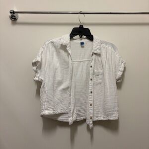 🤍 White Cropped Button Down – Effortless Layering Staple 🤍 Size XS